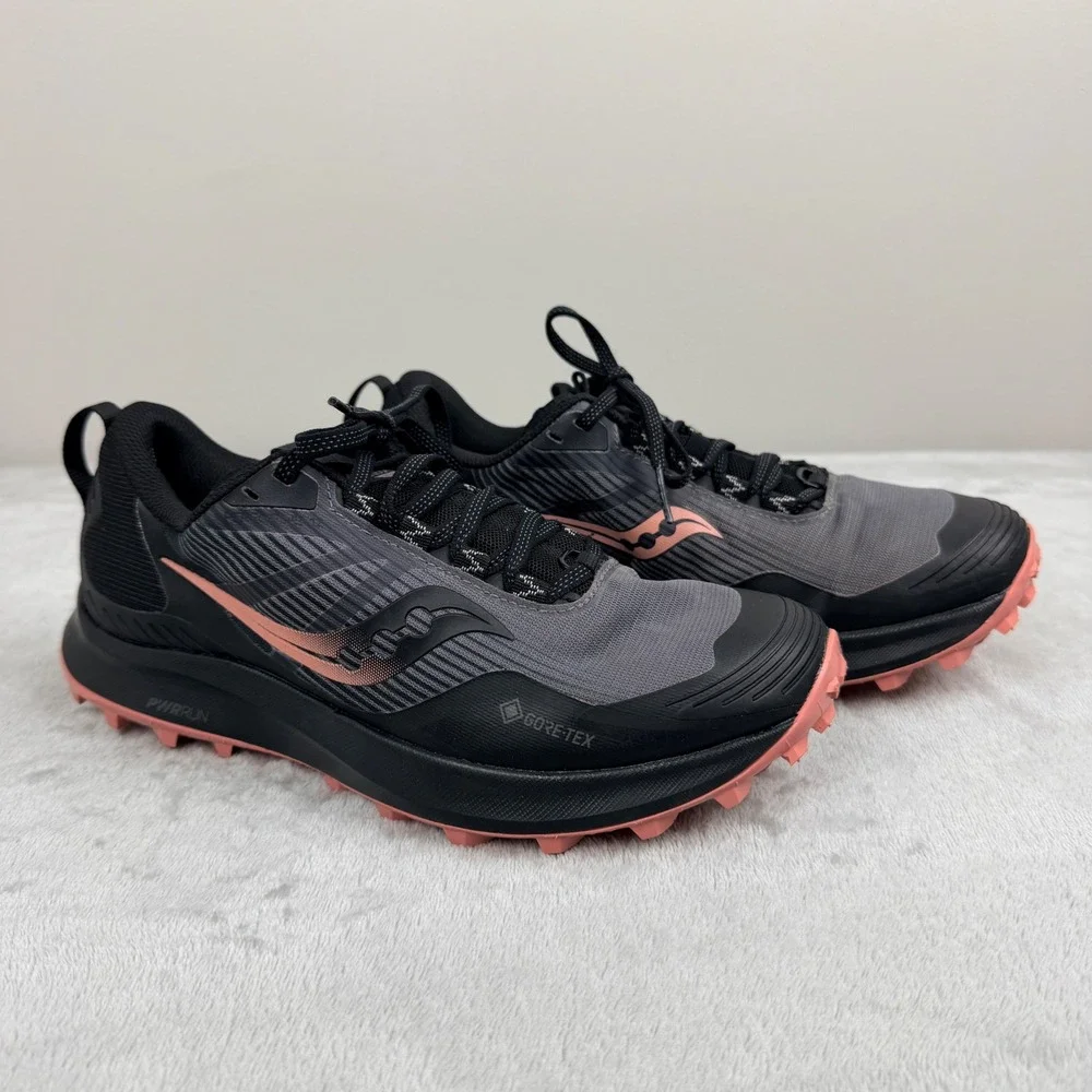 Saucony Peregrine 12 GTX Trail Running Shoes Women's‎ 8.5 Black Pink Gore-Tex